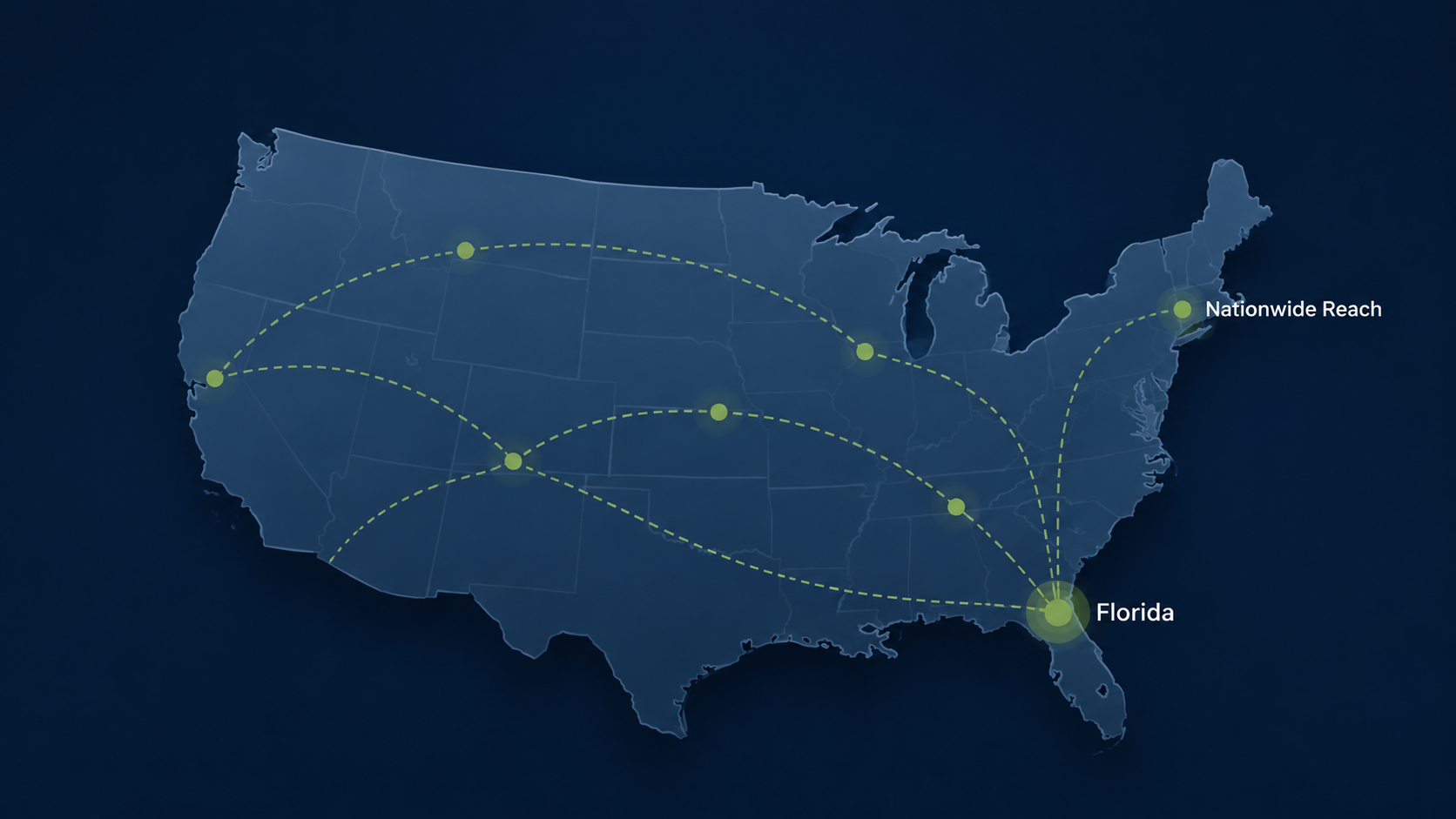 USA distribution map showing Florida origin and nationwide reach